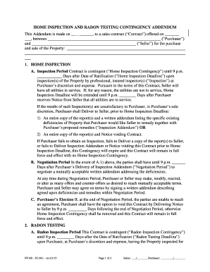 Home Inspection and Radon Testing Contingency Addendum