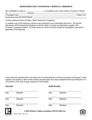 Home Inspection Contingency Removal Addendum