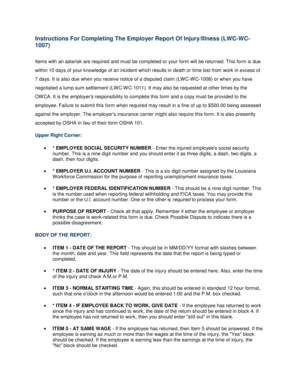 Employer Report of Injury/Illness (LWC-WC-1007)