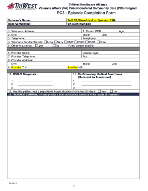 VA PC3 Episode Completion Form
