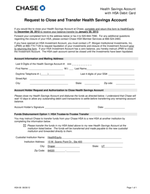 Request to Close and Transfer Health Savings Account