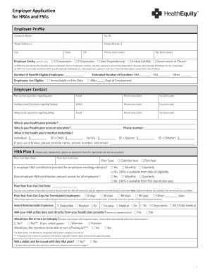 Employer Application for HRAs and FSAs