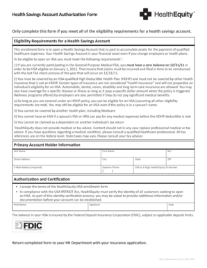 Health Savings Account Authorization Form