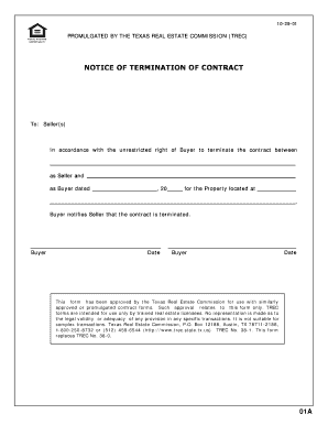 Notice of Termination of Contract