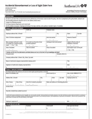 Accidental Dismemberment or Loss of Sight Claim Form