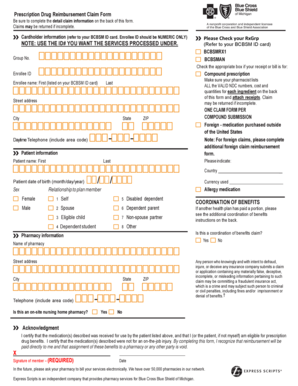 Prescription Drug Reimbursement Claim Form