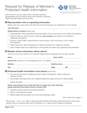 Request for Release of Member’s Protected Health Information