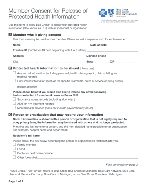 Member Consent for Release of Protected Health Information