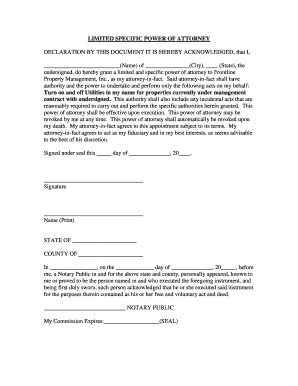 Limited Specific Power of Attorney