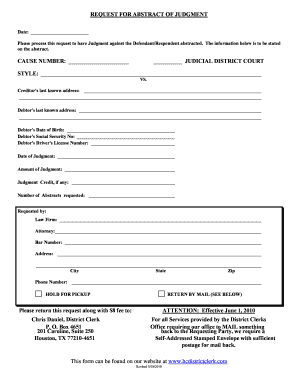 Request for Abstract of Judgment