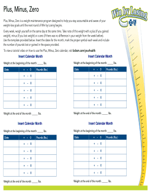 Plus Minus Zero Weight Maintenance Tracker