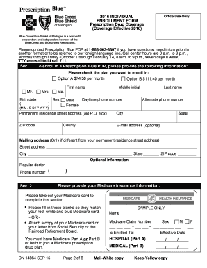 Prescription Blue PDP Enrollment Form