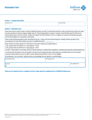 Attestation Form for Employer Group Size