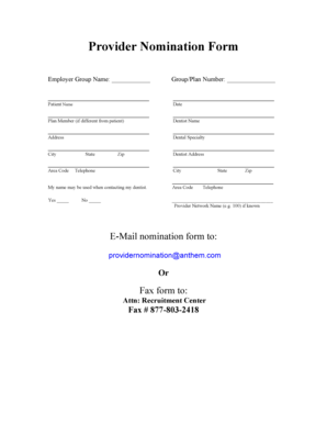 Provider Nomination Form