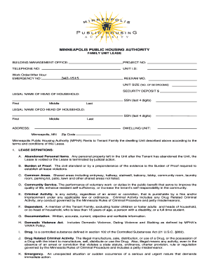 Minneapolis Public Housing Authority Family Unit Lease