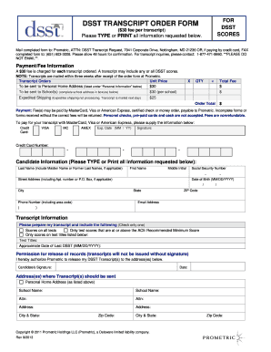 DSST Transcript Order Form