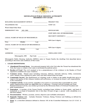 Minneapolis Public Housing Authority Highrise Unit Lease