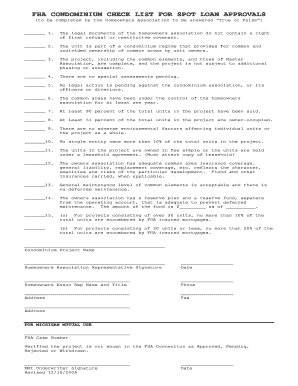 FHA Condominium Checklist for Spot Loan Approvals