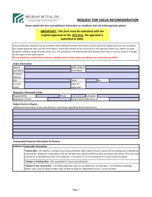 Request for Value Reconsideration Form