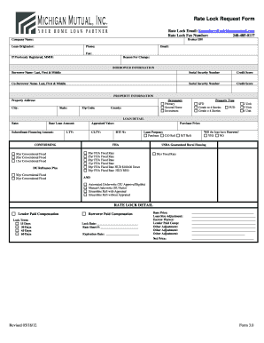 Rate Lock Request Form