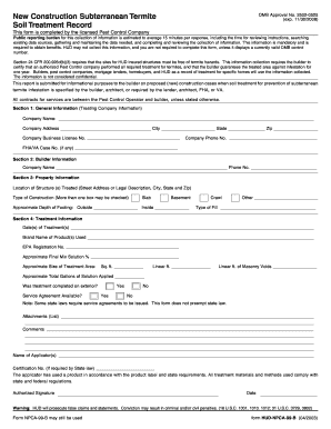 HUD Subterranean Termite Treatment Record