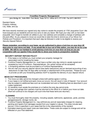 Residential Lease Move Out Notice