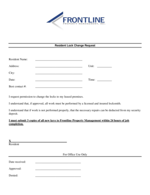 Resident Lock Change Request Form