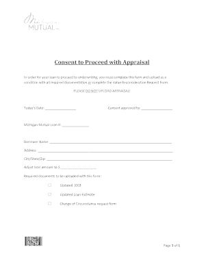 Consent to Proceed with Appraisal