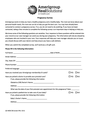 Pregnancy Health Survey Form