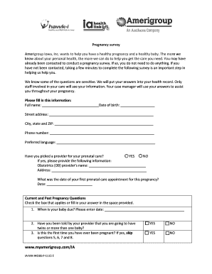 Pregnancy Health Survey Form