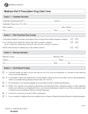 Medicare Part D Prescription Drug Claim Form