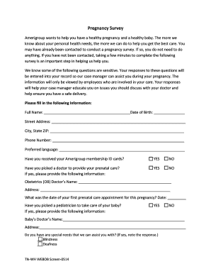 Pregnancy Health Survey Form