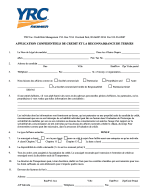 APPLICATION CONFIDENTIELS DE CREDIT ET LA RECONNAISSANCE DE TERMES