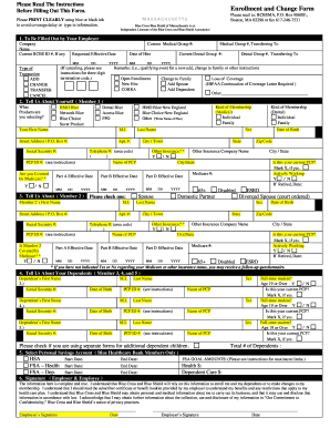 Blue Cross Blue Shield Enrollment Form