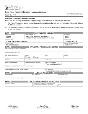California Live Scan Service Request
