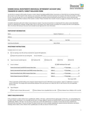 Domini IRA Transfer of Assets Form