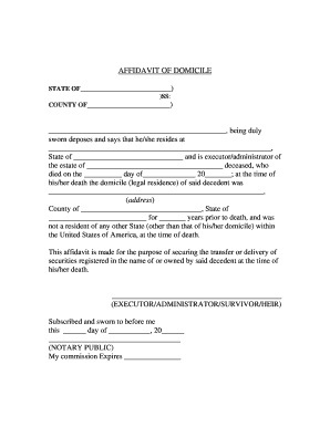 Affidavit of Domicile