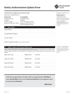 Entity Authorization Update Form