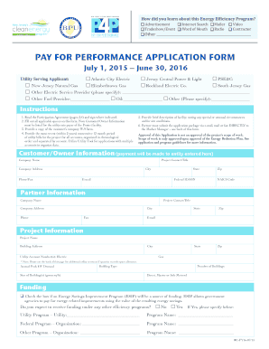 New Jersey Pay For Performance Application Form