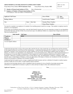 Group Hospital Income Insurance Enrollment Form