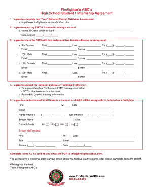 Firefighter Internship Agreement