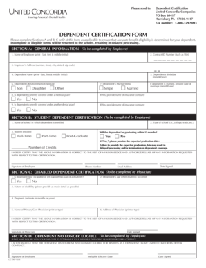 Dependent Certification Form