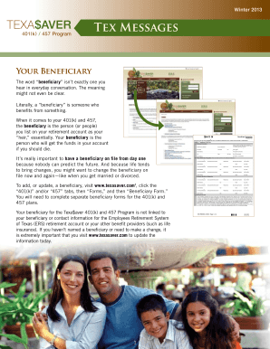 Texa$aver 401(k) Plan Beneficiary Designation Form
