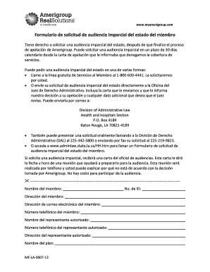 Formulario de solicitud de audiencia imparcial del estado del miembro