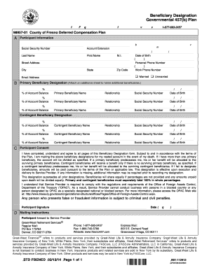 Beneficiary Designation Form for Governmental 457(b) Plan