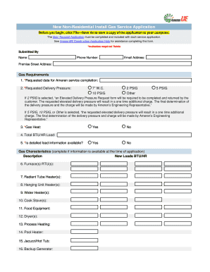 Non-Residential Install Gas Service Application