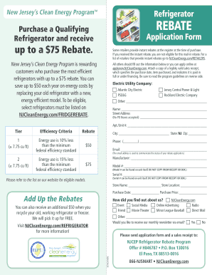 New Jersey Refrigerator Rebate Application