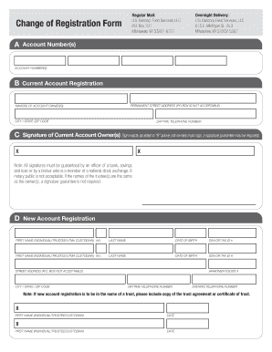 U.S. Bancorp Fund Services Change of Registration Form