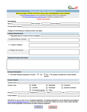 Ameren Light Order Removal Application