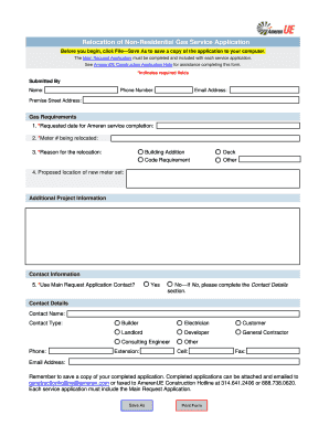 Relocation of Non-Residential Gas Service Application